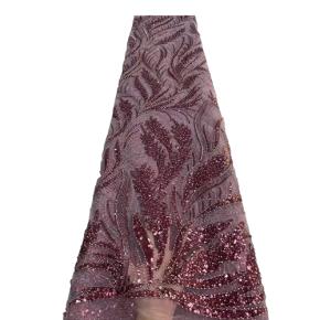 Beads Flower Embroidery Sequin Tulle Fabric African Lace Mesh MN2775