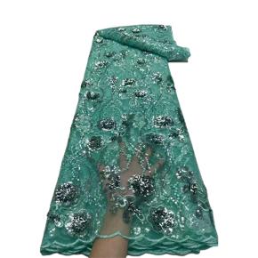 3D Flowers Mesh Tulle Lace Fabrics With Sequins Lace MN2785